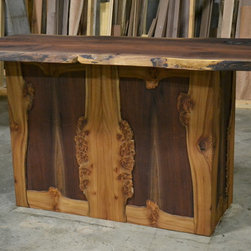 Live Edge Bar - Burly Elm and Walnut - Kitchen Islands And Kitchen Carts