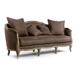 Maison CFH007-3 Aubergine Linen Sofa in Limed Grey Oak - Sofas