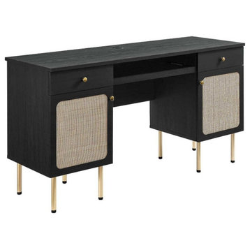 Modway Chaucer Particleboard and Laminate Office Desk in Black