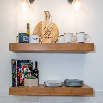 Floating Wood Shelves & Beverage Station