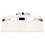 Dainolite - Contemporary Semi Flush Mount Bedroom Light Symphony, Polished Chrome - Polished Chrome Symphony Semi-Flush Mount Fixture with White Shade. This 3 light LED compatible is recommended for the ceiling in a Kitchen. It requires 3 incandescent bulbs, is covered by a 1 Year Warranty and is suitable for either a residental or commercial space.
