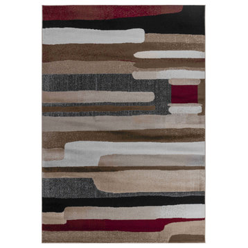 Rug Branch Abstract Mid-Century Modern  Brown Red Indoor Area Rug - 5x7
