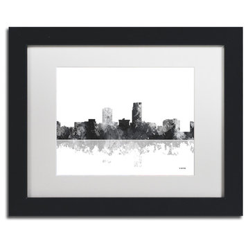 Watson 'Omaha Nebraska Skyline BG-1' Art, Black Frame, 11"x14", White Matte