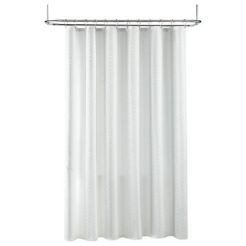 Radley Geometric Buttonhole Top Shower Curtain, Ivory, 70 x 72"