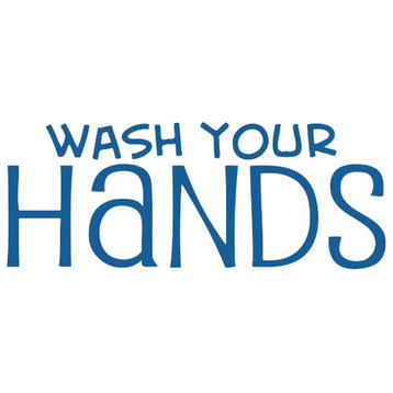Decal Vinyl Wall Sticker Wash Your Hands Quote, Blue