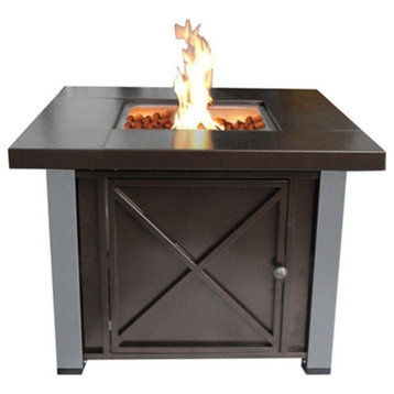 AZ Patio Heaters Copper Vein Two-Tone 38" Square LP Fire Pit Table