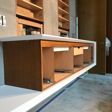Master Bath in modern seamless corian solid surface