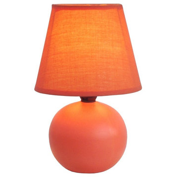 Sturdy And Simple Designs Mini Ceramic Globe Table Lamp, Orange
