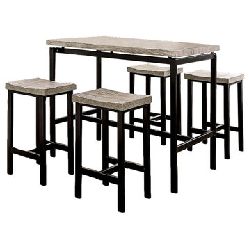 5-Piece Counter Height Table Set, Black and Gray