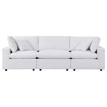 Modular Lounge Deep Sofa, Sunbrella, White, Modern, Outdoor Patio Hospitality