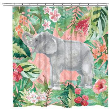 Elephant in the Jungle Shower Curtain