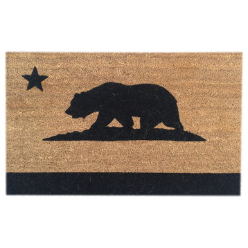 Hand Painted "California Bear" Welcome Mat, Black Soul