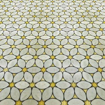 Sand Dollar - Floor tile of white marble and onyx stone