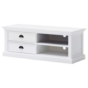 47" Classic White Entertainment Unit With Two Drawers