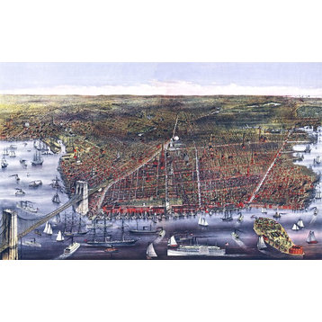 Brooklyn, NY, 1879 Wall Map Mural, Peel and Stick 3-Panel, 107"x66"