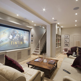 Design ideas for a classic home cinema in London.
