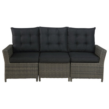 Asti All-Weather Wicker Three-Seat Reclining Sofa, Cushions