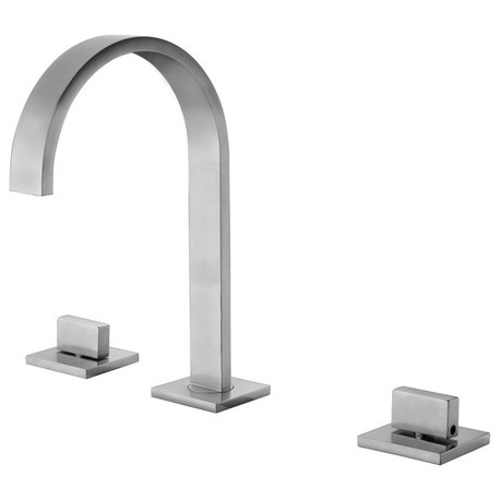 ALFI Gooseneck Widespread Bathroom Faucet, Brushed Nickel