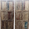 Consigned Vintage Turquoise Distressed Door Panel Handcarved Sliding Barn Doors