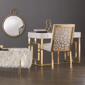 white and gold dining chair