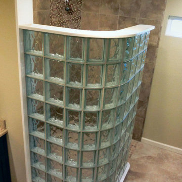 Glass block shower in room addition Simi Valley California
