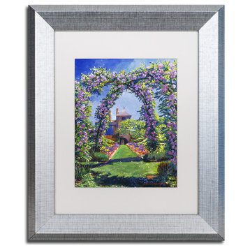 David Lloyd Glover 'English Rose Arbor' Art, Silver Frame, 11"x14", White Matte