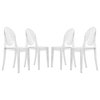 LeisureMod Marion Transparent Acrylic Modern Chair, Set of 4, Clear, GV19CL4