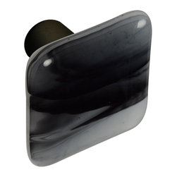 CKP - Art Glass Knob, Black Swirl, Oil-Rubbed Bronze Base - Cabinet And Drawer Knobs
