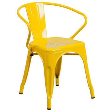 Flash Furniture Metal Stackable Dining Arm Chair in Yellow