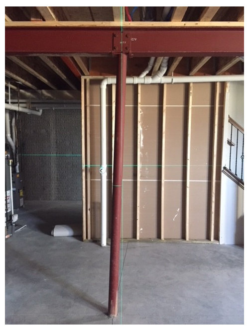 Basement I Beam Off Center New, How To Frame Around Steel Beams In Basement