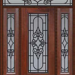 Prehung Sidelights-Transom Door 80 Fiberglass Salento Full Lite - Front Doors