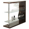 Wine Rack Bar Table Unit With 2 Glass Shelves Wine Holder, Cappuccino