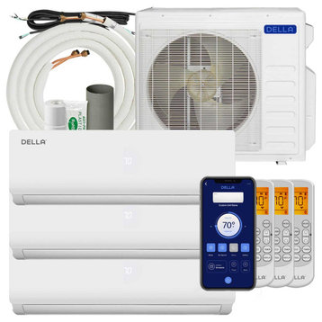 27K BTU 3 Zone 9K 9K 9K BTU Multi Zone Ductless Mini Split AC W/ Heat