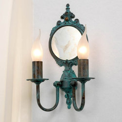 Candle 416 Two Arm Wall Fixture with Mirror - Wall Sconces