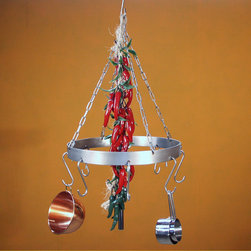 Stainless Steel Round Galley Pot Rack with 8 Hooks - Pot Racks And Accessories