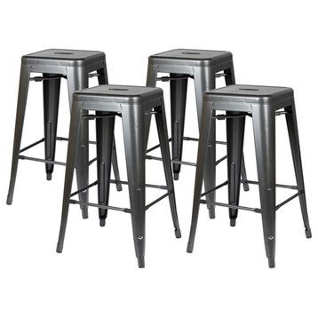 Pemberly Row 26.5" Backless Counter Stool in Gray (Set of 4)