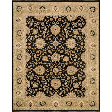 Hand Knotted Vegetable Dyed Wool Majestic Black/Ivory Area Rug, 12'x15'
