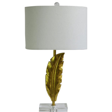 Quill Resin & Crystal Table Lamp - Gold, Clear