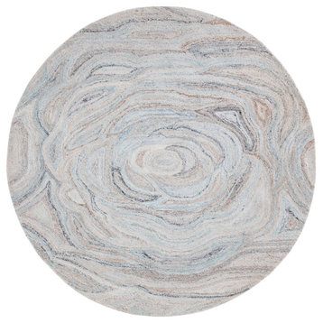 Safavieh Abstract Collection ABT148 Rug, Beige/Blue, 6' X 6' Round