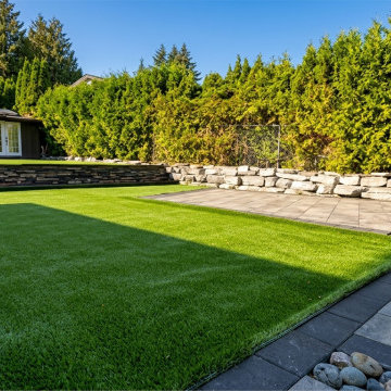 Artificial Grass , Retaining Wall & Pavers