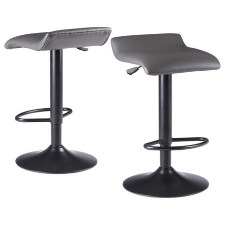 Ergode Tarah Adjustable Swivel Stools, 2-Piece Set, Black and Slate Gray