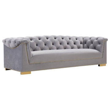 Farah Grey Velvet Sofa - Grey