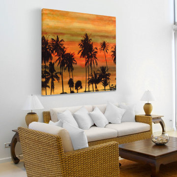 Palms Against Gold Sky