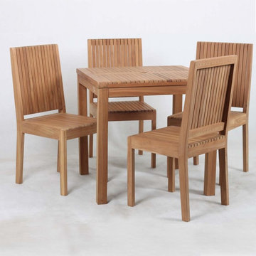 Ottoville Stylish Weather Resistant Teak Wood Outdoor Dining Table Set