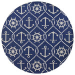 KAS - KAS Harbor 4220 Marina Floral Outdoor Rug, Navy, 7'6"x7'6" Round - Keep it trendy outdoors or brighten up the indoors with one of our finely-crafted Harbor rugs. These rugs stay in tune with today's home decor trends and bring a touch of sophistication to your living space.