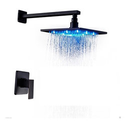 Fontana Dark Oil Rubbed Bronze Bathroom Rain Shower Set With LED - Showerheads And Body Sprays