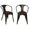 Tracer Metal and Wood Cafe Dining Armchairs, Set of 2