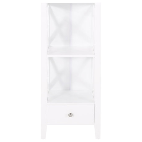 Lewis Bathroom Floor Storage Rack With Drawer, White