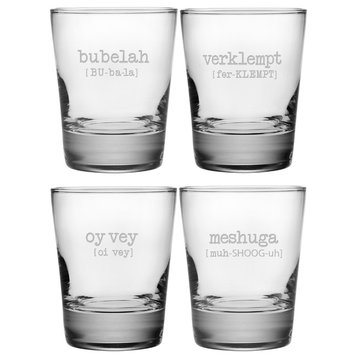 Jewish Expressions Vol. 1 4-Piece  Double Old Fashioned Glass Set