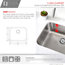 23"L x 18"W Stainless Steel Single Basin Dual mount Kitchen Sink with Strainer